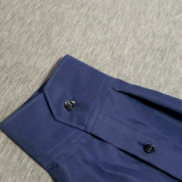 Vintage BRANDINI Men's Navy Blue Button Up Collared Long Sleeved Dress Shirt - Picture 6 of 8